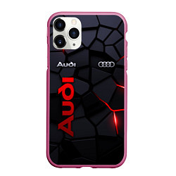 Чехол iPhone 11 Pro матовый Audi - плиты с эффектом свечения, цвет: 3D-малиновый