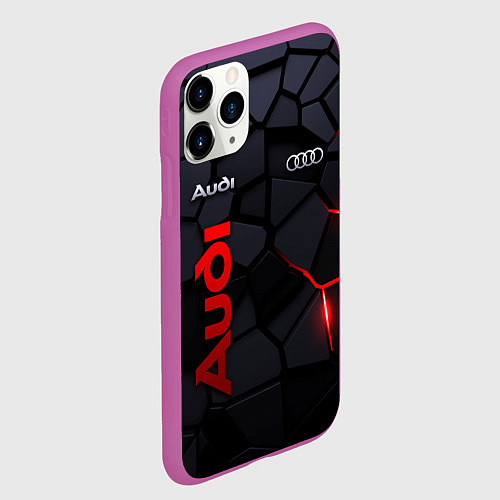 Чехол iPhone 11 Pro матовый Audi - плиты с эффектом свечения / 3D-Фиолетовый – фото 2