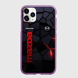 Чехол iPhone 11 Pro матовый Mazda - плиты с эффектом свечения, цвет: 3D-фиолетовый
