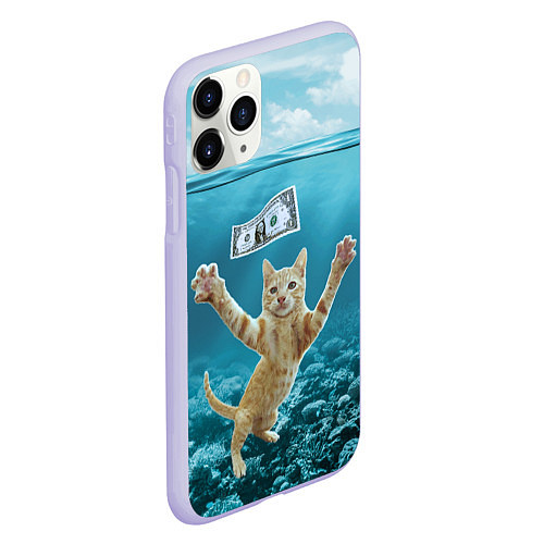 Чехол iPhone 11 Pro матовый Nirvana Cat / 3D-Светло-сиреневый – фото 2