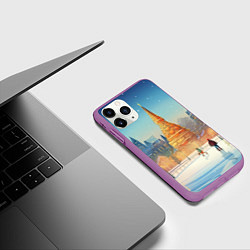 Чехол iPhone 11 Pro матовый Новогодняя елка на площади, цвет: 3D-фиолетовый — фото 2