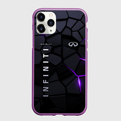 Чехол iPhone 11 Pro матовый Infiniti - плиты с эффектом свечения, цвет: 3D-фиолетовый