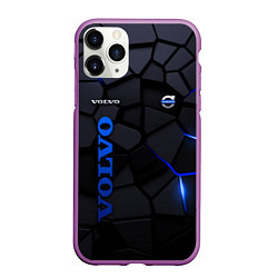 Чехол iPhone 11 Pro матовый Volvo - плиты с эффектом свечения, цвет: 3D-фиолетовый