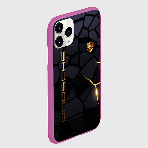 Чехол iPhone 11 Pro матовый Porsche - плиты с эффектом свечения / 3D-Фиолетовый – фото 2