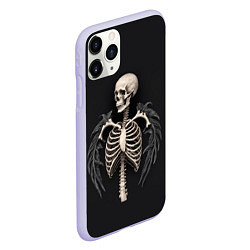 Чехол iPhone 11 Pro матовый Необычный скелет с крыльями, цвет: 3D-светло-сиреневый — фото 2