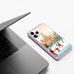 Чехол iPhone 11 Pro матовый Каток новогодний, цвет: 3D-розовый — фото 2