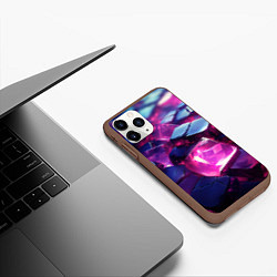 Чехол iPhone 11 Pro матовый Фиолетовые прозрачные кубики, цвет: 3D-коричневый — фото 2