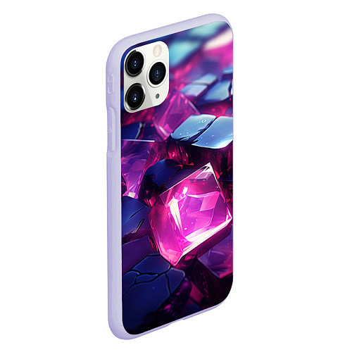 Чехол iPhone 11 Pro матовый Фиолетовые прозрачные кубики / 3D-Светло-сиреневый – фото 2