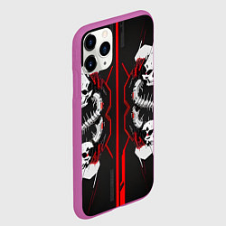 Чехол iPhone 11 Pro матовый Позвоночные черепа красные, цвет: 3D-фиолетовый — фото 2