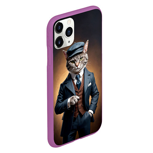 Чехол iPhone 11 Pro матовый Кот в стиле Томаса Шелби - Острые козырьки / 3D-Фиолетовый – фото 2