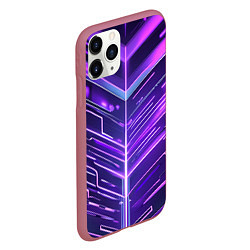 Чехол iPhone 11 Pro матовый Фиолетовые неон полосы киберпанк, цвет: 3D-малиновый — фото 2