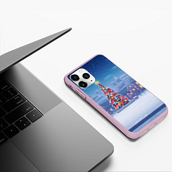 Чехол iPhone 11 Pro матовый Новогодняя нарядная елка, цвет: 3D-розовый — фото 2