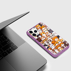 Чехол iPhone 11 Pro матовый Очень много котиков, цвет: 3D-фиолетовый — фото 2