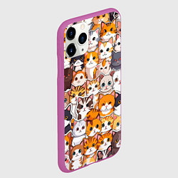 Чехол iPhone 11 Pro матовый Очень много котиков, цвет: 3D-фиолетовый — фото 2