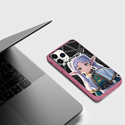 Чехол iPhone 11 Pro матовый Фрирен - милые ушки эльфийки, цвет: 3D-малиновый — фото 2