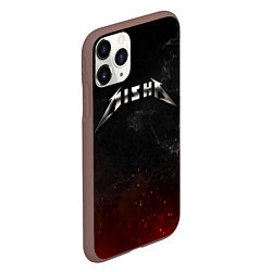 Чехол iPhone 11 Pro матовый Миша в стиле Металлика - искры и огонь, цвет: 3D-коричневый — фото 2