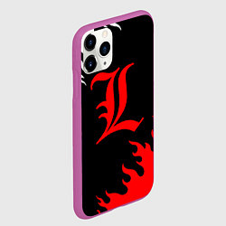 Чехол iPhone 11 Pro матовый Death note огонь аниме, цвет: 3D-фиолетовый — фото 2