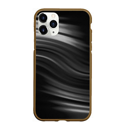 Чехол iPhone 11 Pro матовый Черно белый волнистый абстрактный узор, цвет: 3D-коричневый
