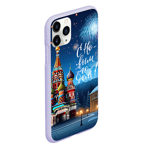 Чехол iPhone 11 Pro матовый Москва новогодняя / 3D-Светло-сиреневый – фото 2