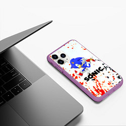 Чехол iPhone 11 Pro матовый Sonic краски абстрактные, цвет: 3D-фиолетовый — фото 2