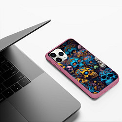 Чехол iPhone 11 Pro матовый Psy skulls, цвет: 3D-малиновый — фото 2