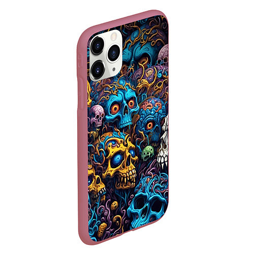 Чехол iPhone 11 Pro матовый Psy skulls / 3D-Малиновый – фото 2