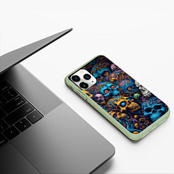 Чехол iPhone 11 Pro матовый Psy skulls, цвет: 3D-салатовый — фото 2
