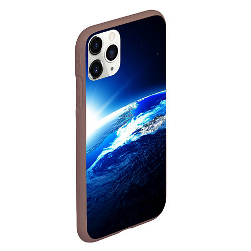 Чехол iPhone 11 Pro матовый Восход солнца в космосе / 3D-Коричневый – фото 2