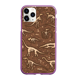 Чехол iPhone 11 Pro матовый Dinosaurs bones, цвет: 3D-фиолетовый