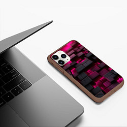 Чехол iPhone 11 Pro матовый Фиолетовые и черные камни, цвет: 3D-коричневый — фото 2