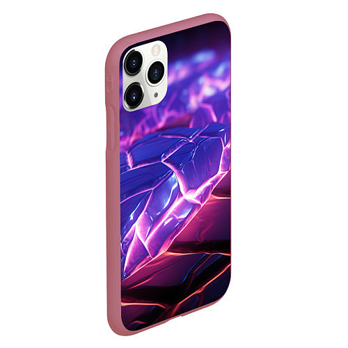 Чехол iPhone 11 Pro матовый Фиолетовые кристалы / 3D-Малиновый – фото 2