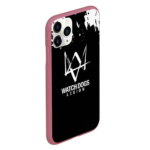 Чехол iPhone 11 Pro матовый Watch dogs краски / 3D-Малиновый – фото 2