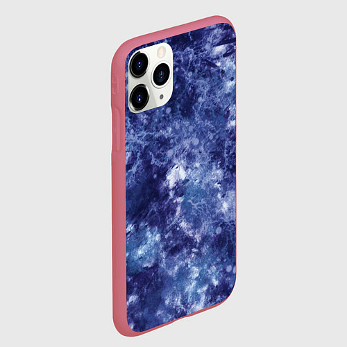 Чехол iPhone 11 Pro матовый Абстракция - sea blue / 3D-Малиновый – фото 2