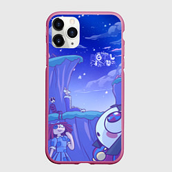 Чехол iPhone 11 Pro матовый The Amazing Digital Circus night, цвет: 3D-малиновый