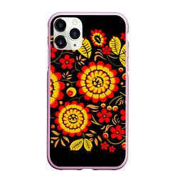 Чехол iPhone 11 Pro матовый Хохлома: осеннее изобилие, цвет: 3D-розовый