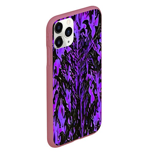 Чехол iPhone 11 Pro матовый Демонический доспех фиолетовый / 3D-Малиновый – фото 2