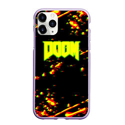 Чехол iPhone 11 Pro матовый Doom огненный марс блики, цвет: 3D-светло-сиреневый