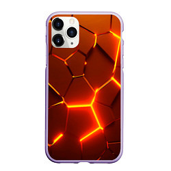Чехол iPhone 11 Pro матовый Плиты абстрактные огненные, цвет: 3D-светло-сиреневый