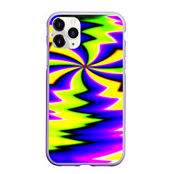 Чехол iPhone 11 Pro матовый Неоновая фрактальная абстракция, цвет: 3D-светло-сиреневый