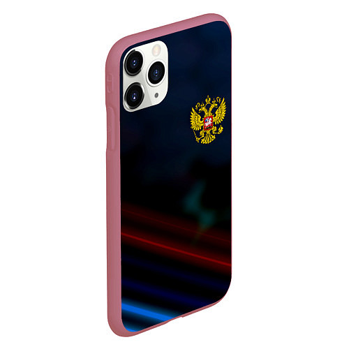 Чехол iPhone 11 Pro матовый Спортивная россия герб / 3D-Малиновый – фото 2