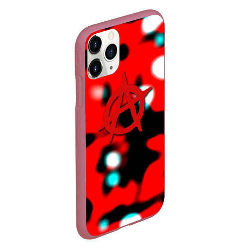 Чехол iPhone 11 Pro матовый Анархия красные краски / 3D-Малиновый – фото 2