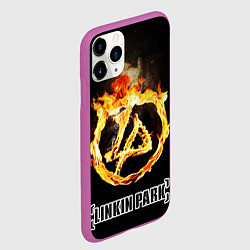 Чехол iPhone 11 Pro матовый Linkin Park - fire logo, цвет: 3D-фиолетовый — фото 2
