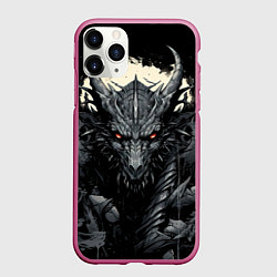 Чехол iPhone 11 Pro матовый Дракон магических снежинок, цвет: 3D-малиновый