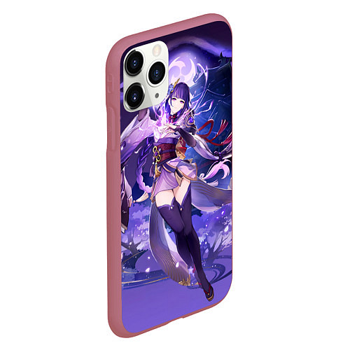 Чехол iPhone 11 Pro матовый Genshin Impact Shogun Raiden / 3D-Малиновый – фото 2