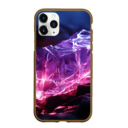 Чехол iPhone 11 Pro матовый Стеклянный камень с фиолетовой подсветкой, цвет: 3D-коричневый