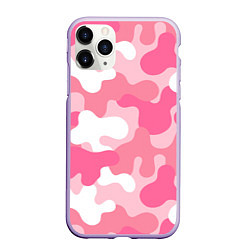 Чехол iPhone 11 Pro матовый Камуфляж розовый, цвет: 3D-светло-сиреневый
