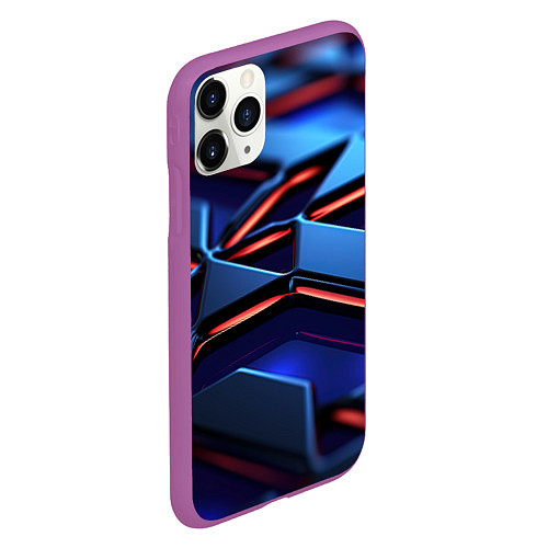 Чехол iPhone 11 Pro матовый Плиты синего оттенка / 3D-Фиолетовый – фото 2