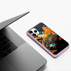 Чехол iPhone 11 Pro матовый Взрыв и мелкие осколки, цвет: 3D-розовый — фото 2