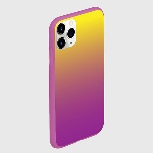 Чехол iPhone 11 Pro матовый Желто-фиолетовый градиент / 3D-Фиолетовый – фото 2