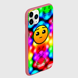 Чехол iPhone 11 Pro матовый Геометри даш неоновый градиент, цвет: 3D-малиновый — фото 2